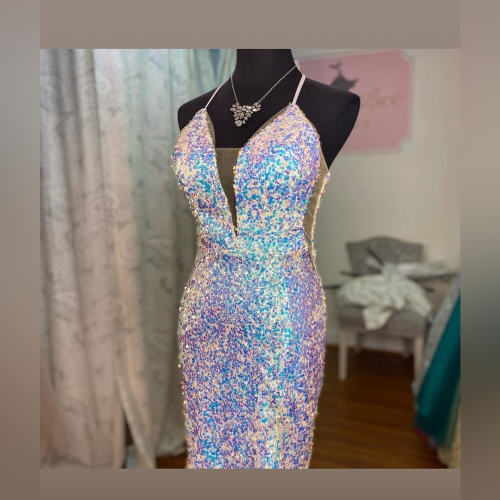 Sequin Embellished Blue Dress